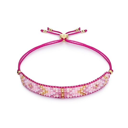 Beaded Friendship Bracelet - Hot Pink