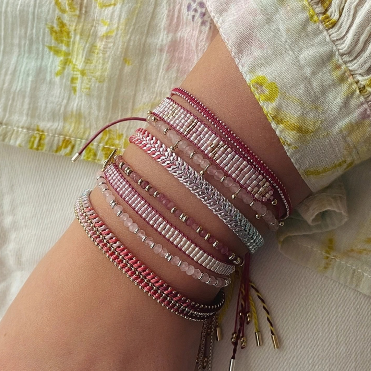 Beaded Friendship Bracelet - Hot Pink
