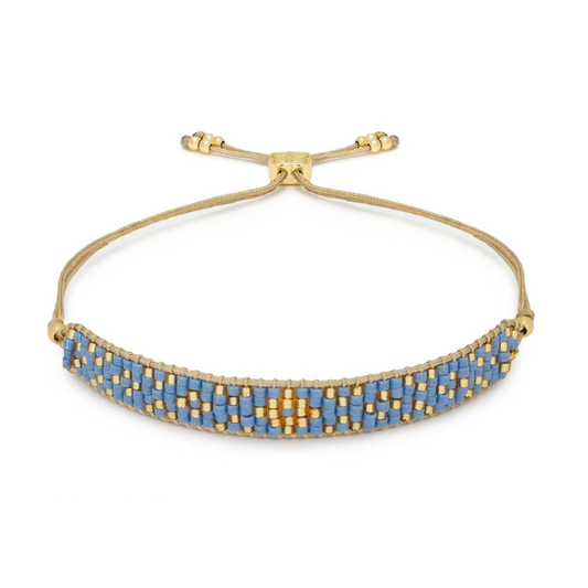 Beaded Friendship Bracelet - Blue & Gold
