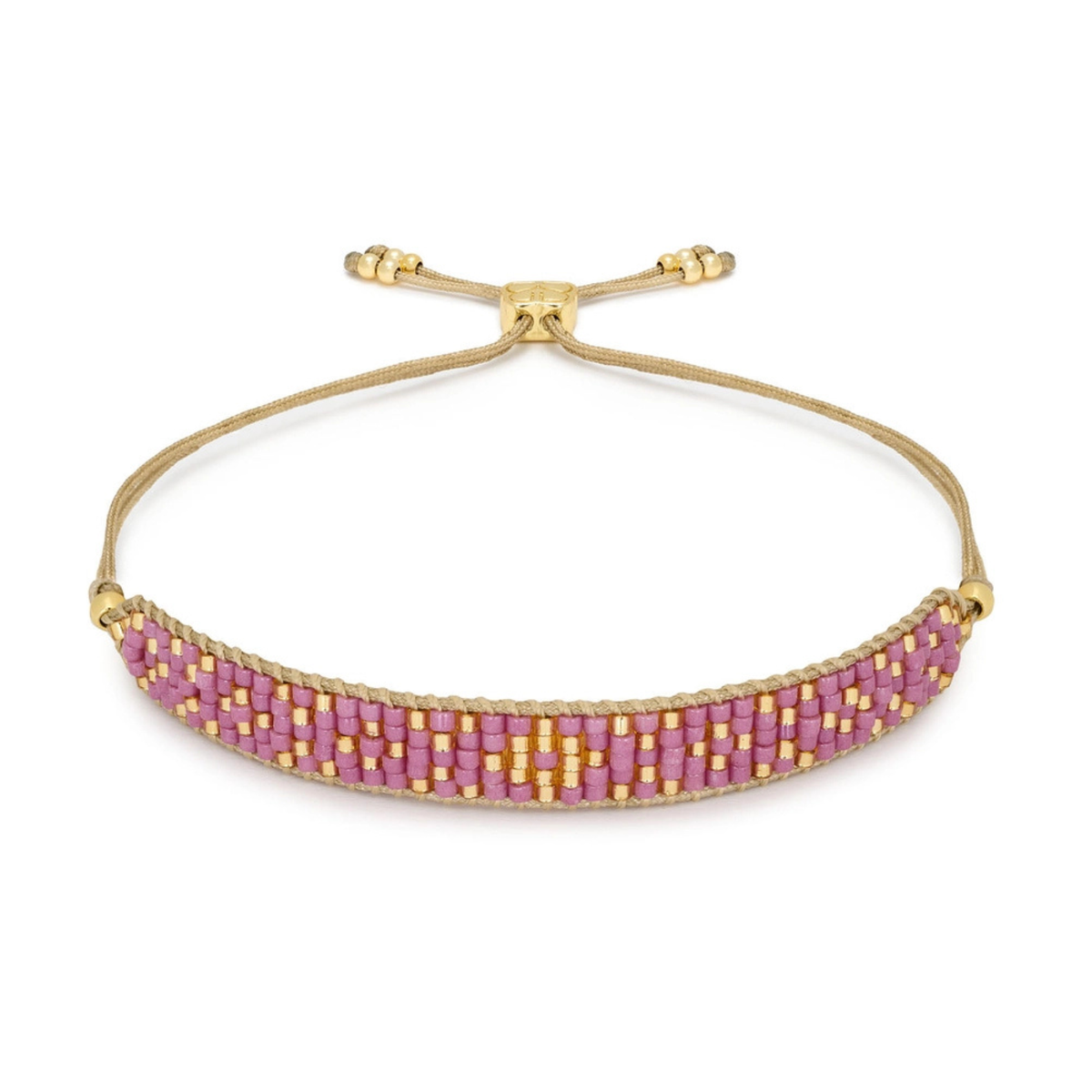 Beaded Friendship Bracelet - Gold & Pink