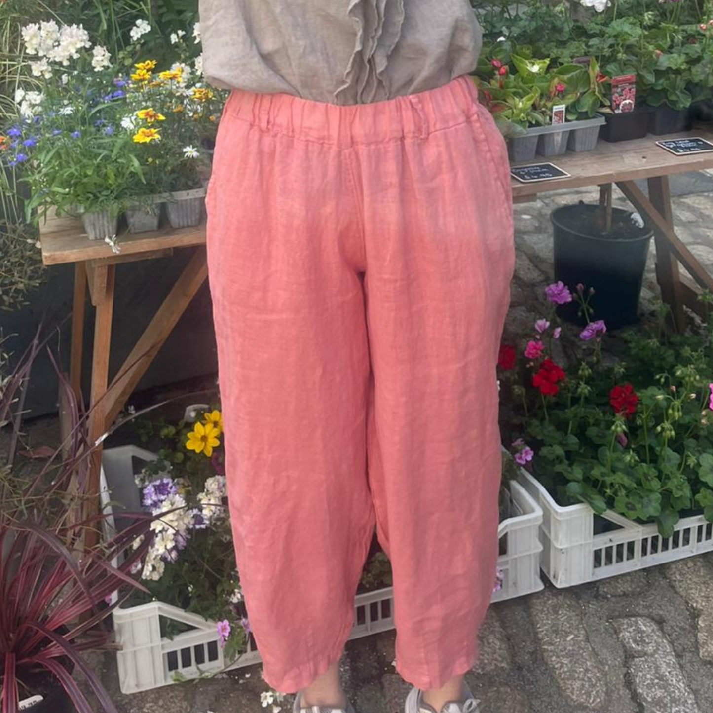 Melina Linen Trousers - Candy Rose