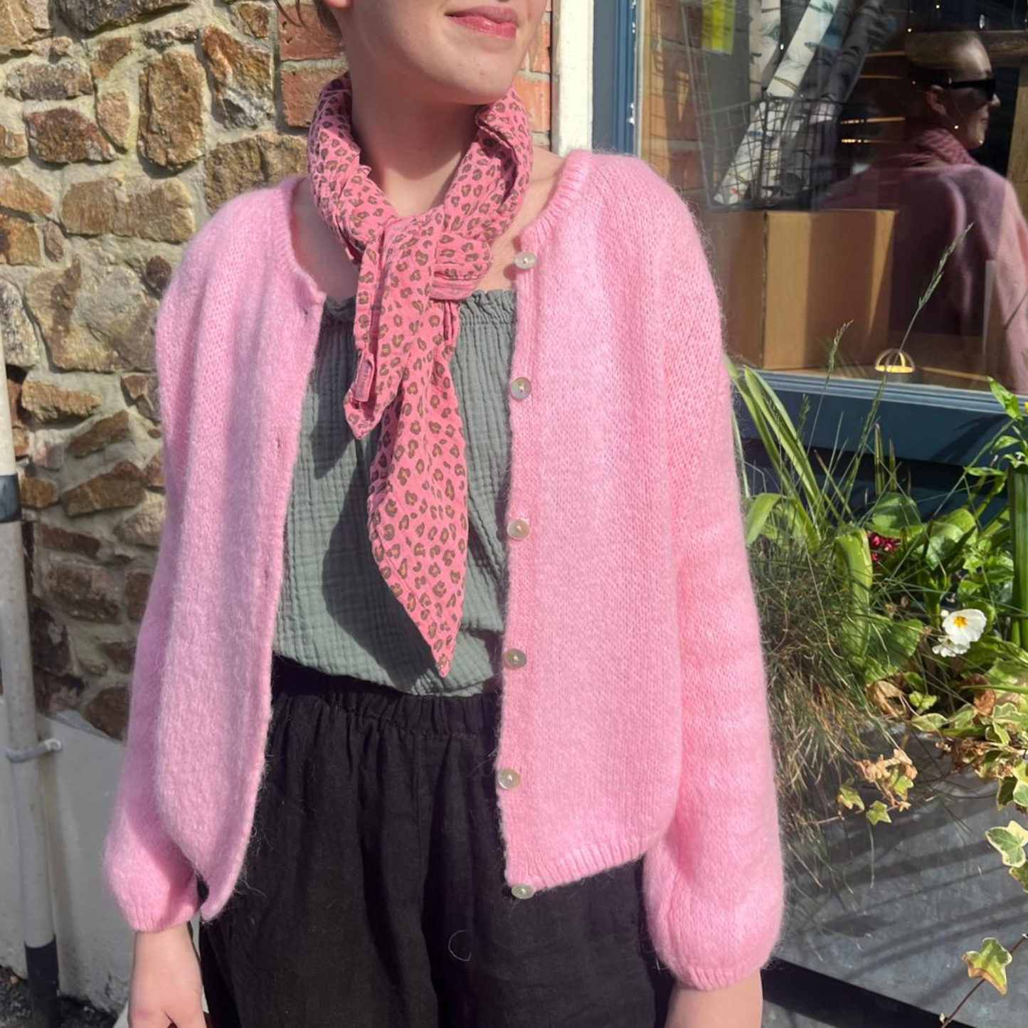 Mohair Blend Button Through Cardigan - Candy Pink