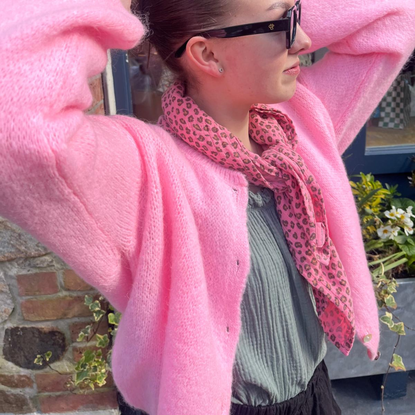 Mohair Blend Button Through Cardigan - Candy Pink