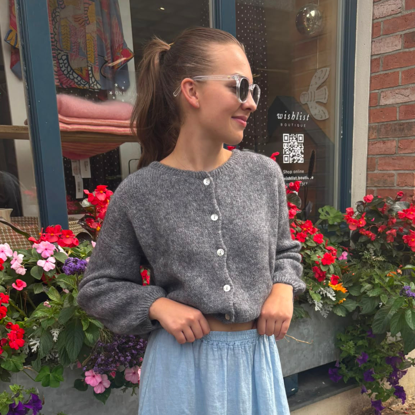 Mohair Blend Button Through Cardigan - Charcoal