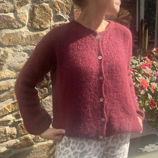 Mohair Blend Button Through Cardigan - Cinnaberry