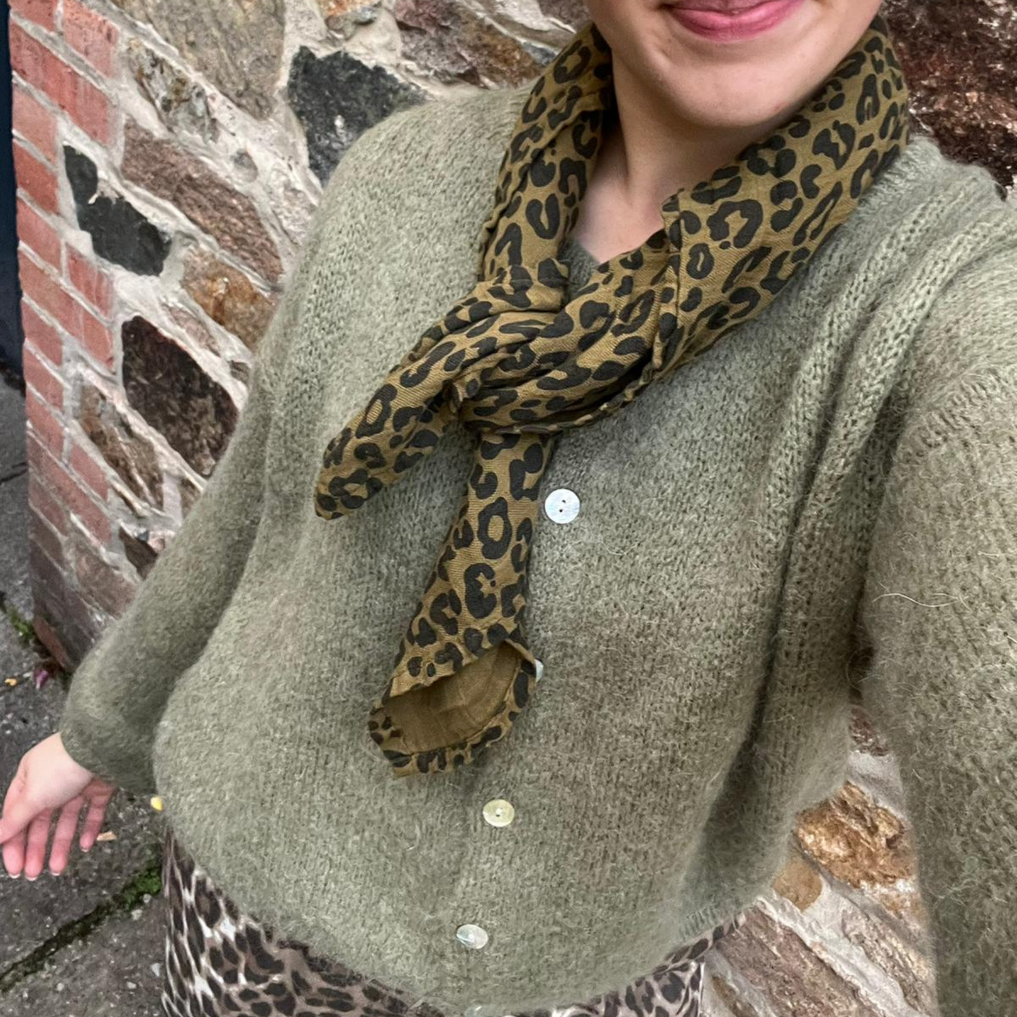 Mohair Blend Cardigan - Light Khaki