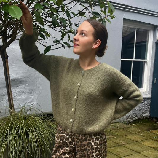 Mohair Blend Cardigan - Light Khaki