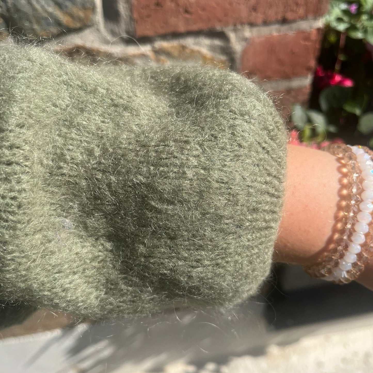 Mohair Blend Button Through Cardigan - Khaki Marl