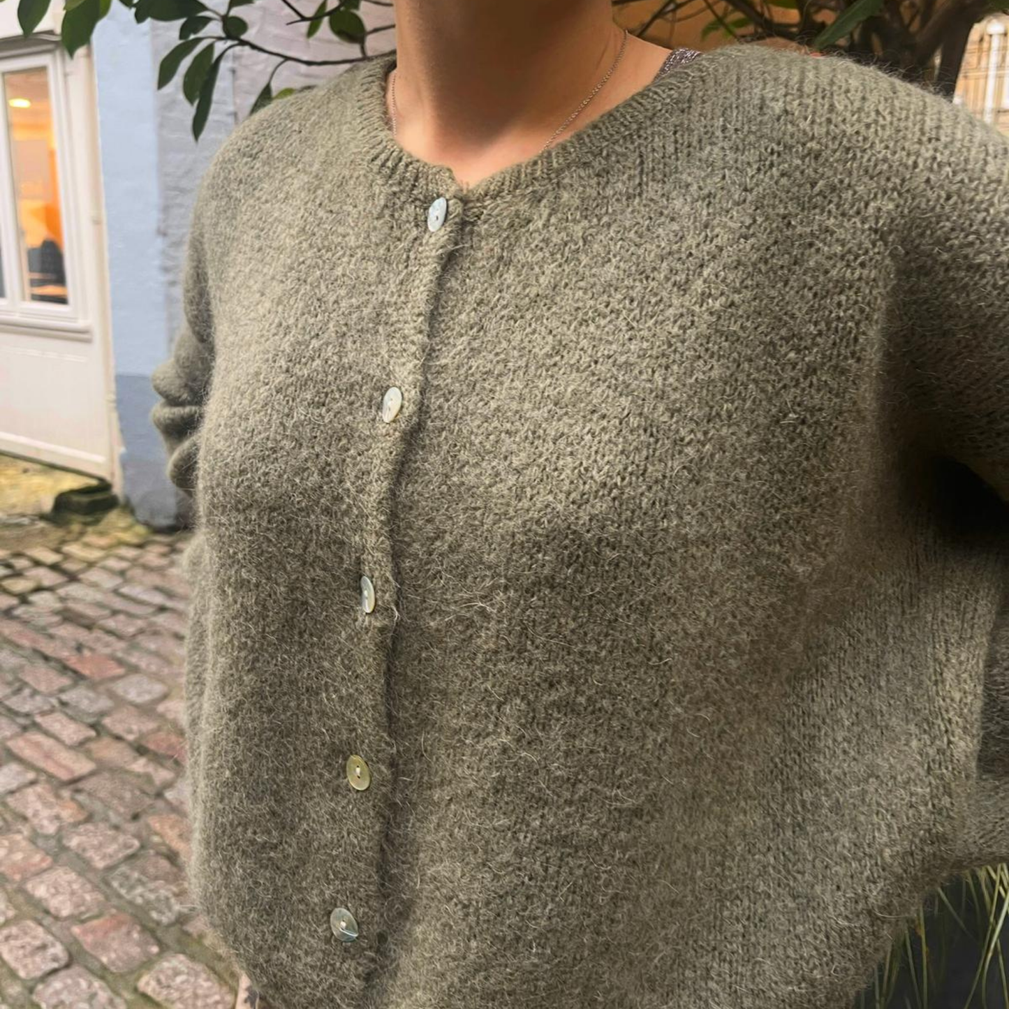 Mohair Blend Cardigan - Light Khaki