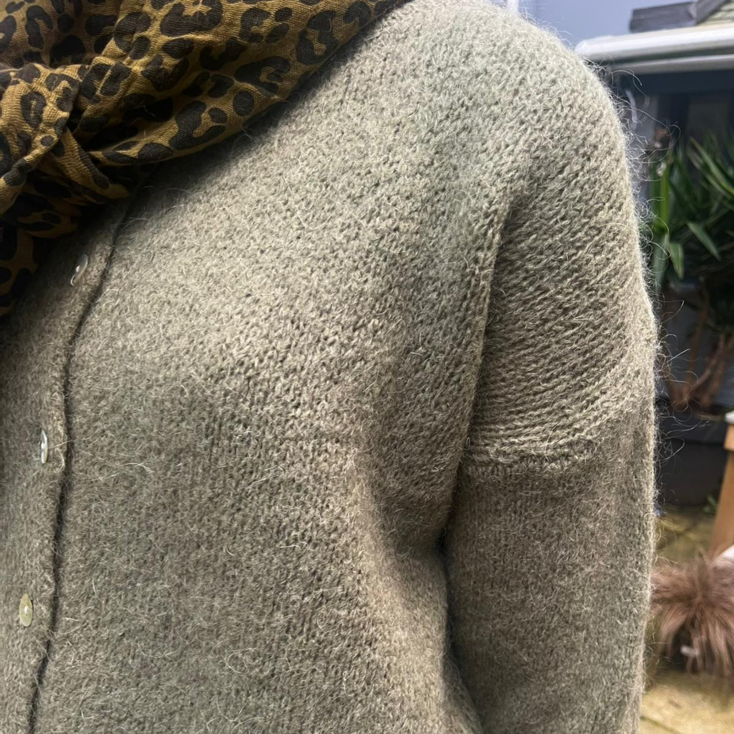 Mohair Blend Cardigan - Light Khaki