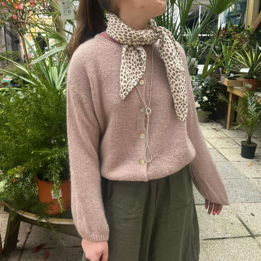 Mohair Blend Button Through Cardigan - Mink