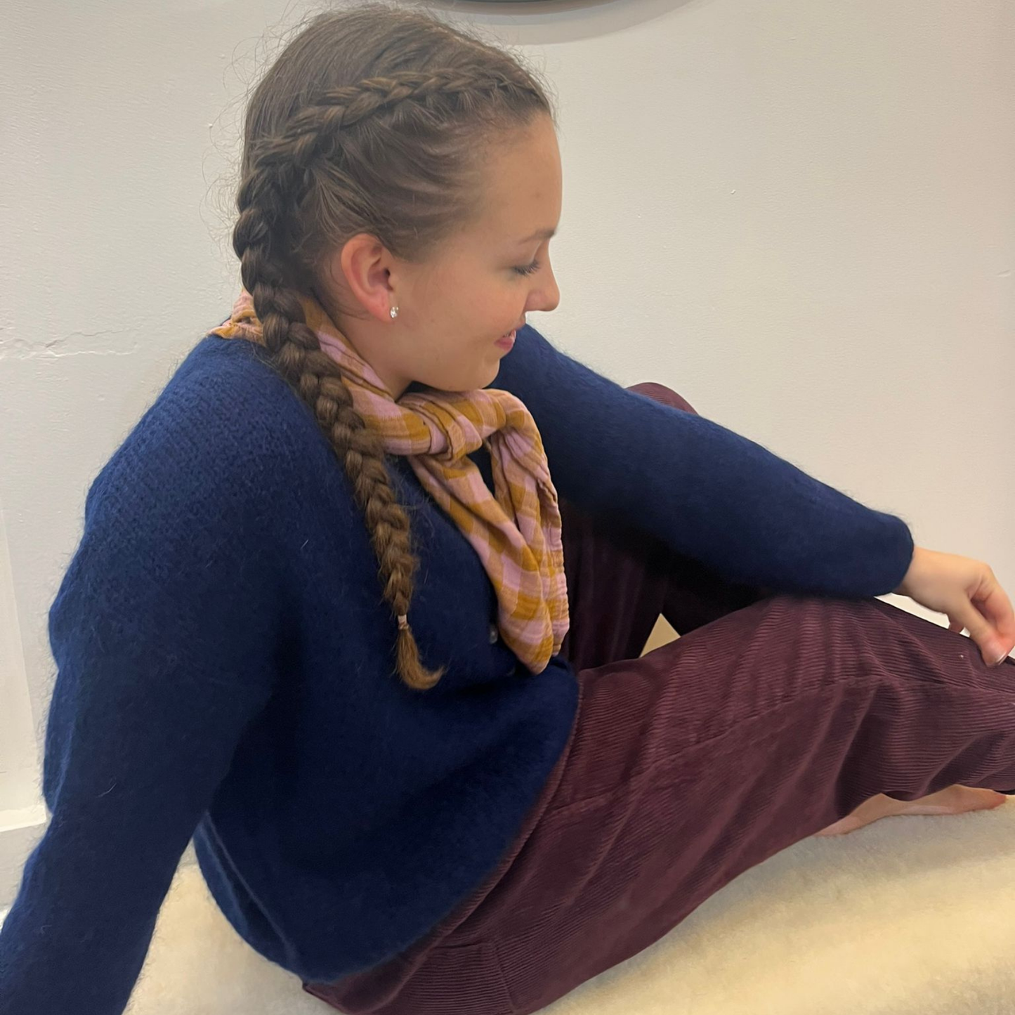 Mohair Blend Button Through Cardigan - Navy Blue