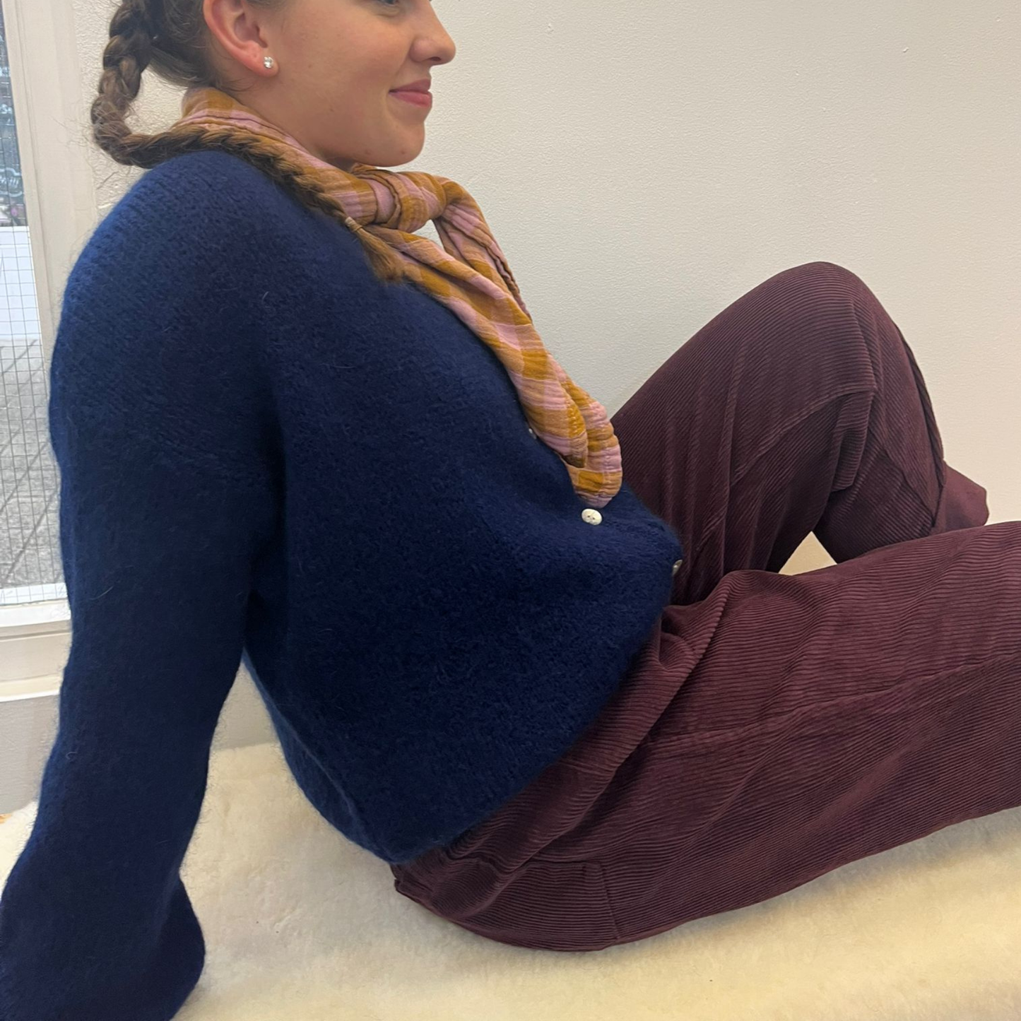 Mohair Blend Button Through Cardigan - Navy Blue