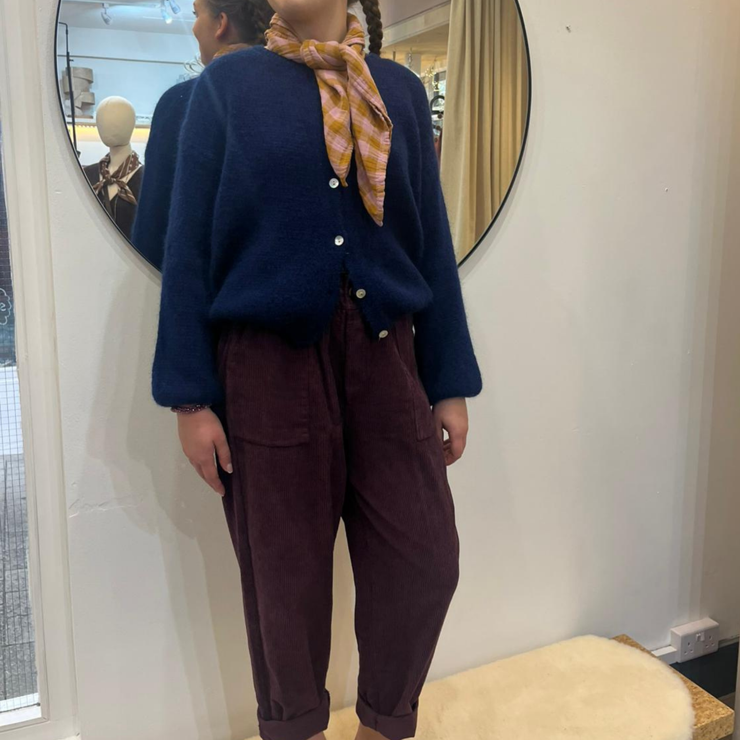 Mohair Blend Button Through Cardigan - Navy Blue