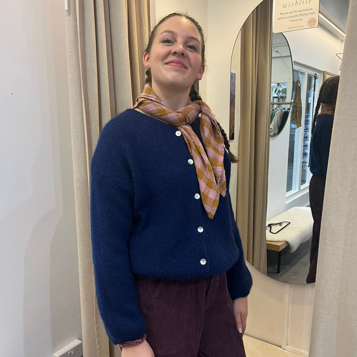 Mohair Blend Button Through Cardigan - Navy Blue