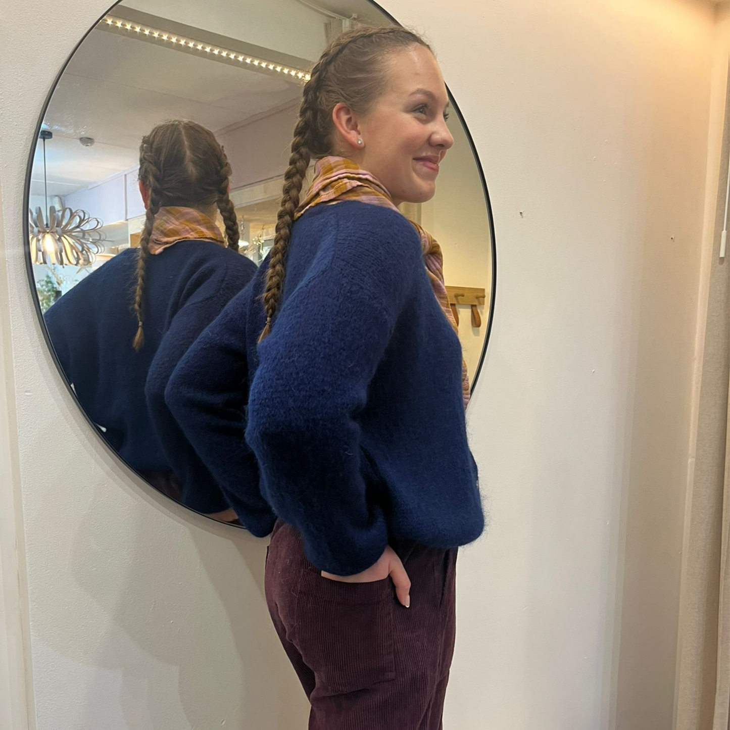 Mohair Blend Button Through Cardigan - Navy Blue