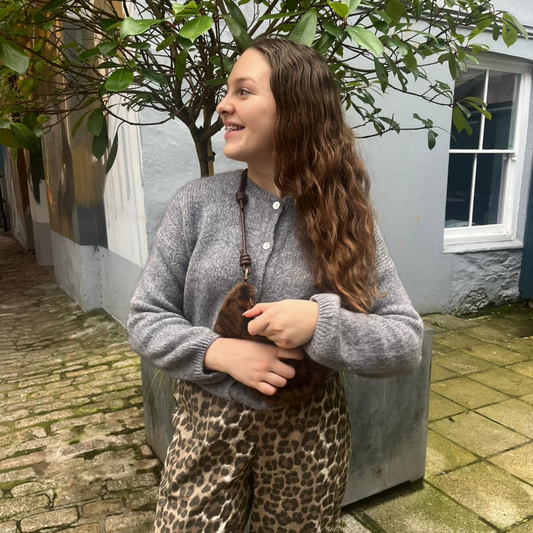 Mohair Blend Button Through Cardigan - Charcoal Grey