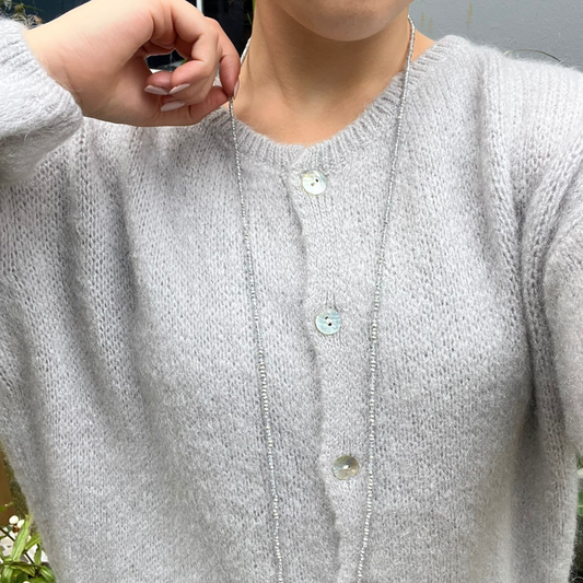 Mohair Blend Button Through Cardigan - Silver