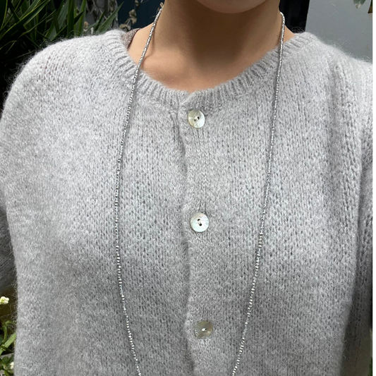 Mohair Blend Button Through Cardigan - Silver