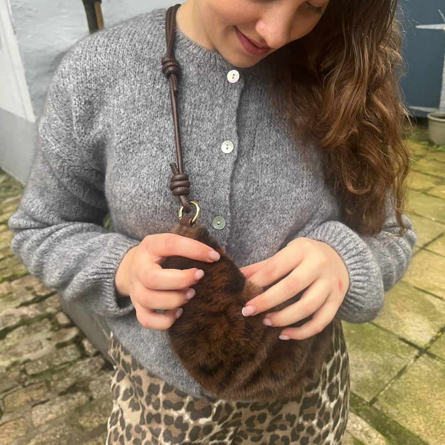 Mohair Blend Button Through Cardigan - Charcoal Grey