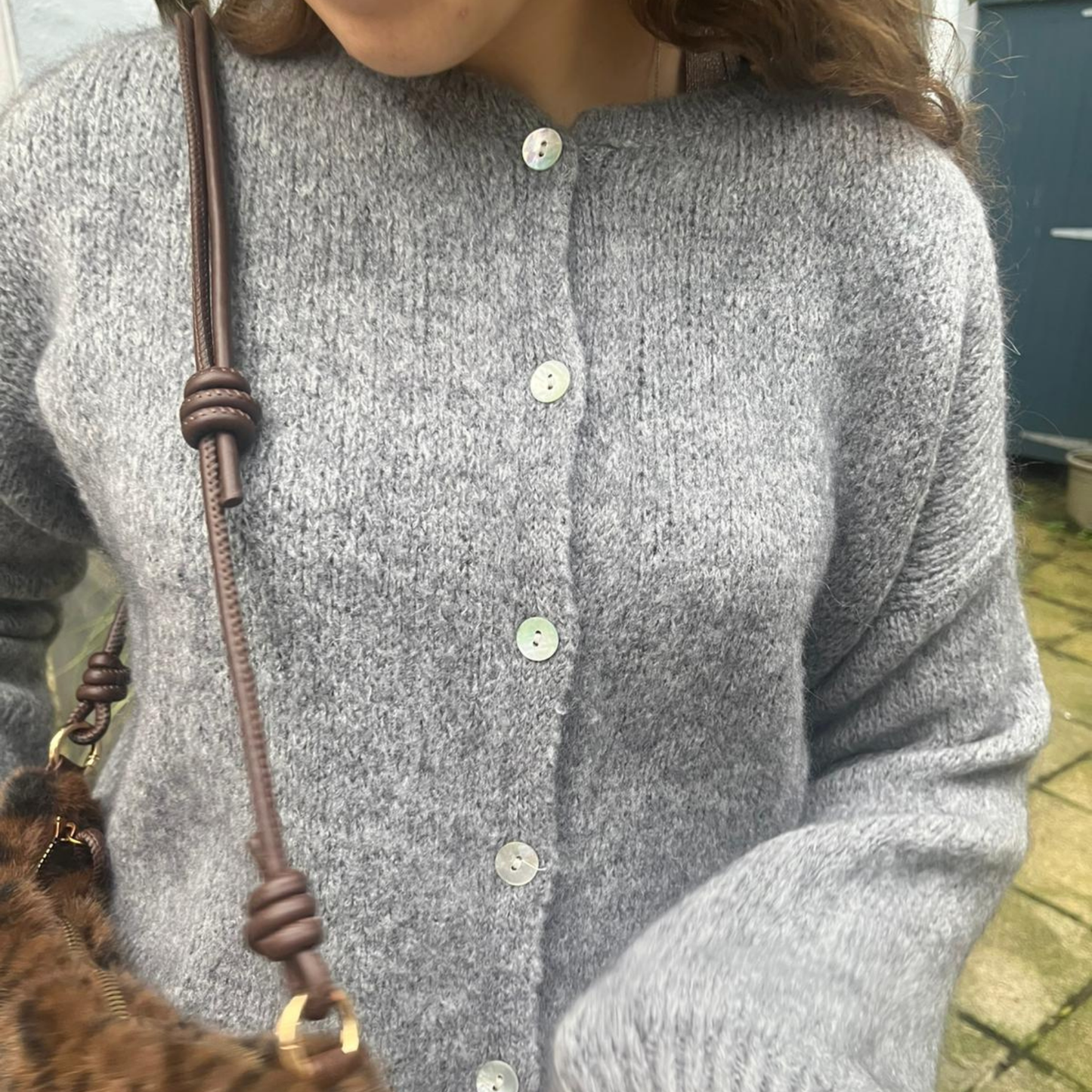 Mohair Blend Button Through Cardigan - Charcoal Grey