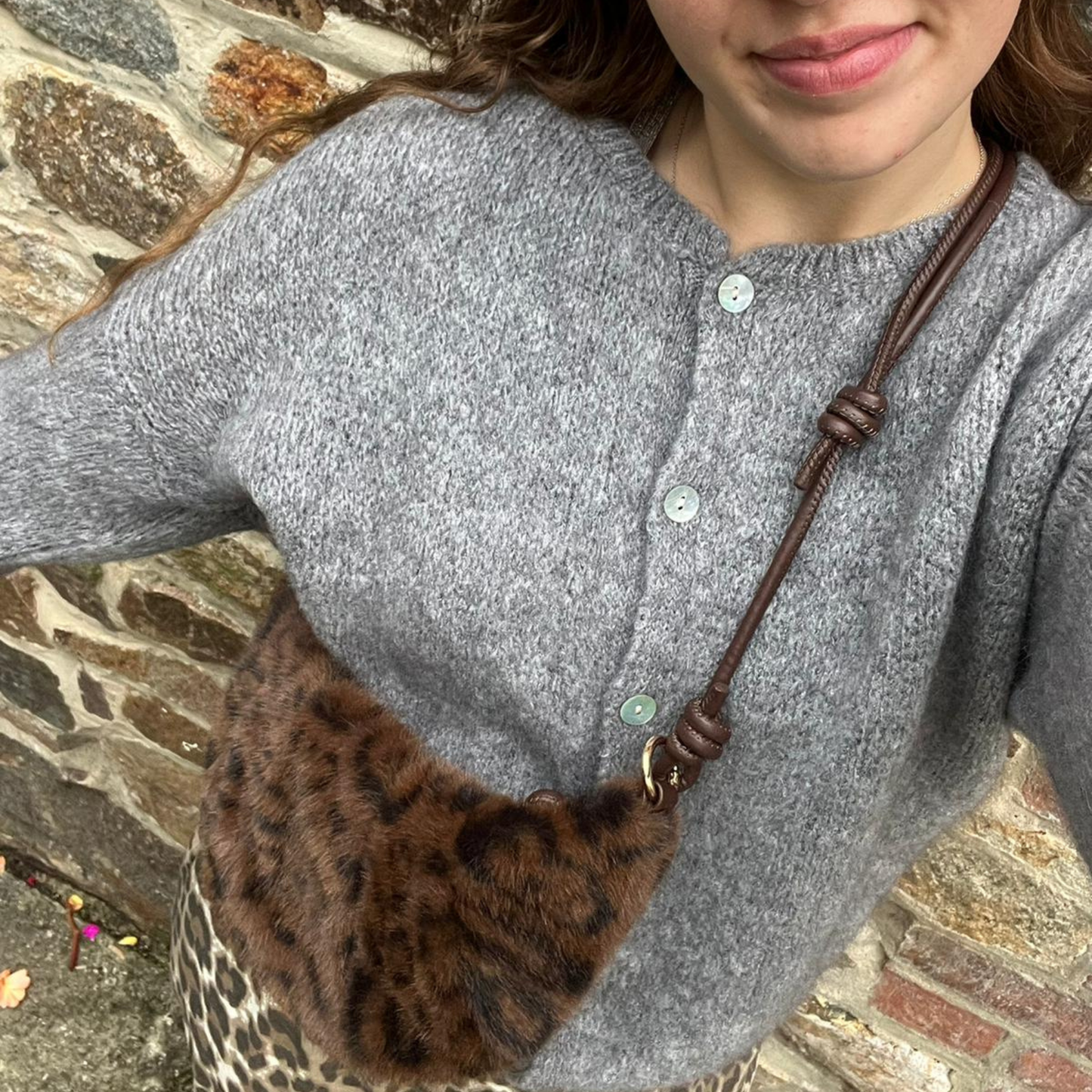 Mohair Blend Button Through Cardigan - Charcoal Grey