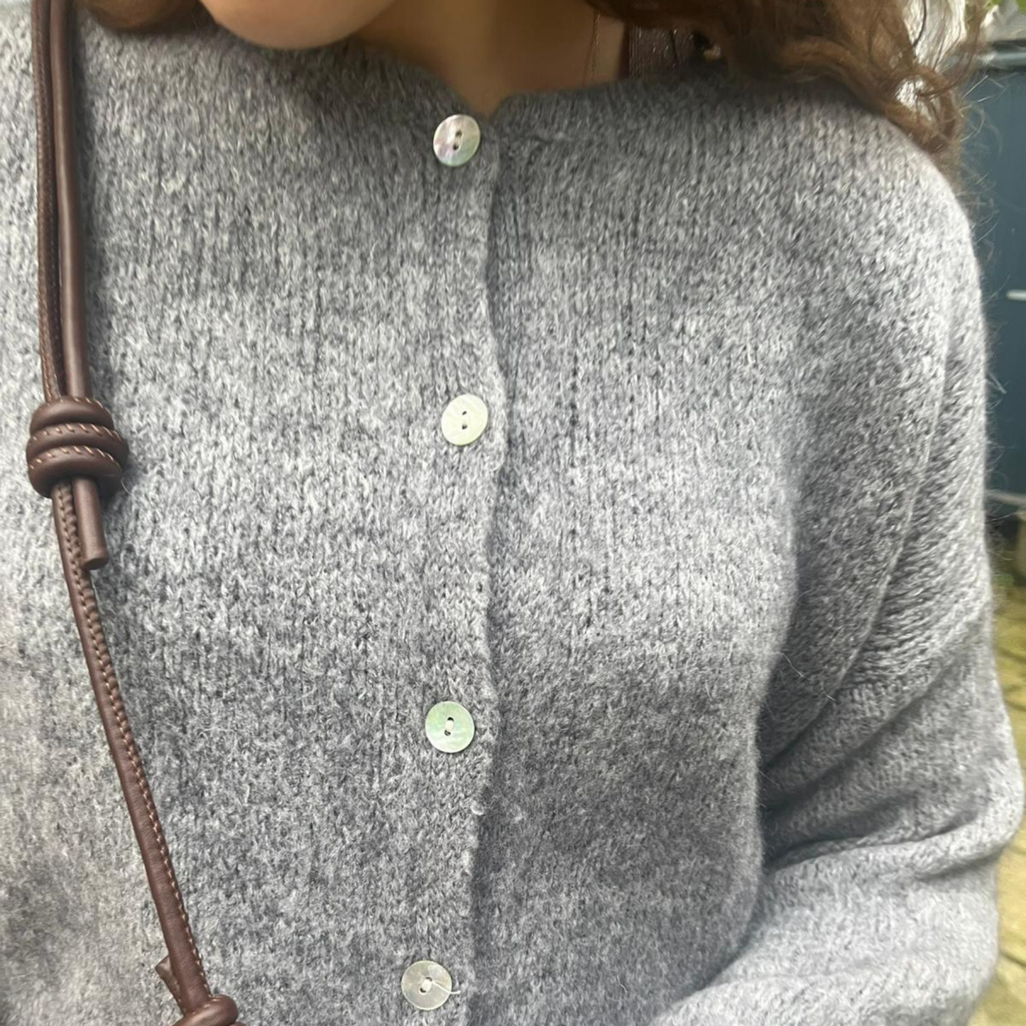 Mohair Blend Button Through Cardigan - Charcoal Grey