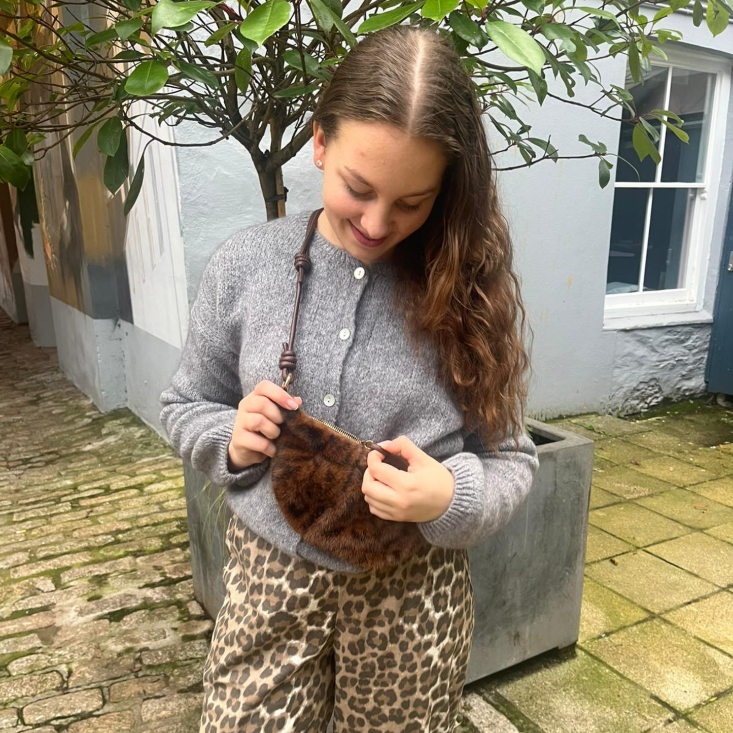 Mohair Blend Button Through Cardigan - Charcoal Grey