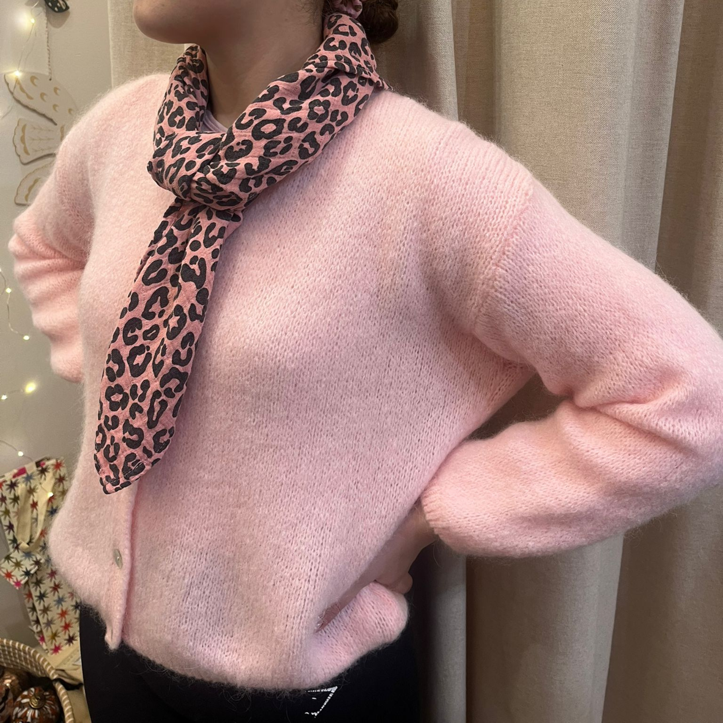 Mohair Blend Button Through Cardigan - Soft Pink