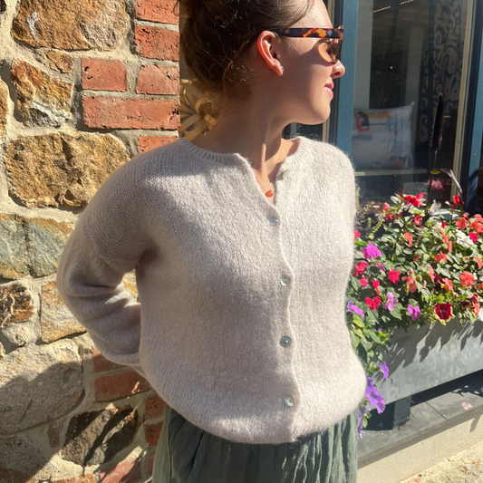 Mohair Blend Button Through Cardigan - Stone