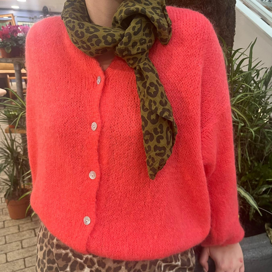 Mohair Blend Cardigan - Coral Pink