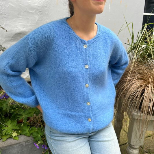 Mohair Blend Cardigan - Cornflower Blue