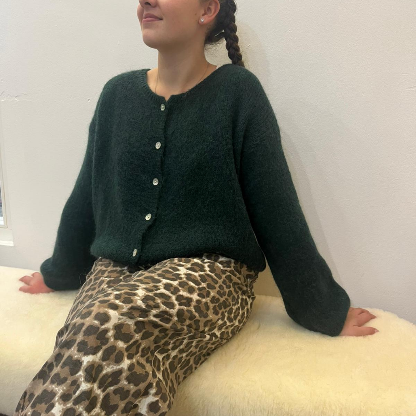 Mohair Blend Cardigan - Forest Green