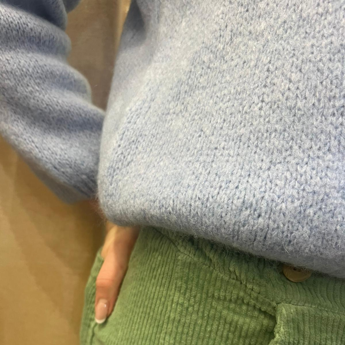 Mohair Blend Button Through Cardigan - Pale Blue