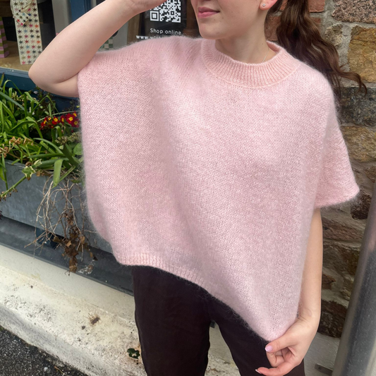 Mohair Drop Shoulder Tank Top - Baby Pink
