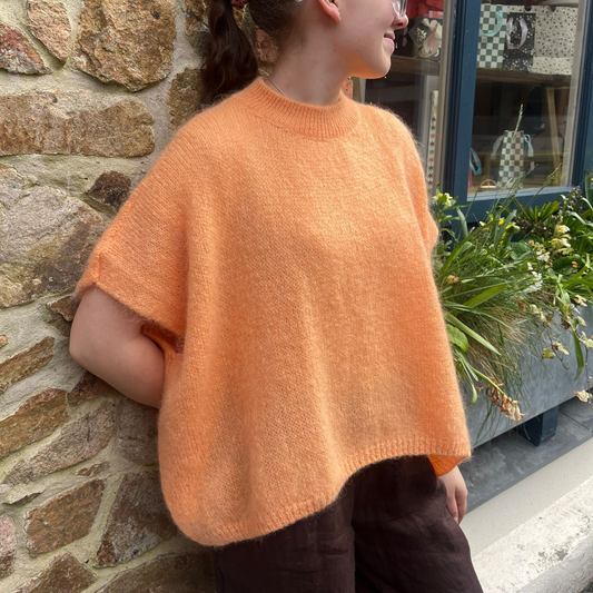 Mohair Drop Shoulder Tank Top - Peach