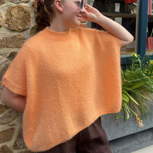 Mohair Drop Shoulder Tank Top - Peach