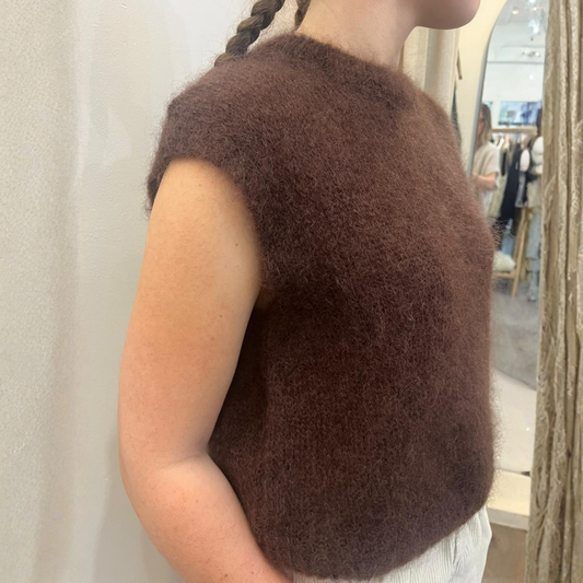 Monika Cropped Mohair Vest - Brown