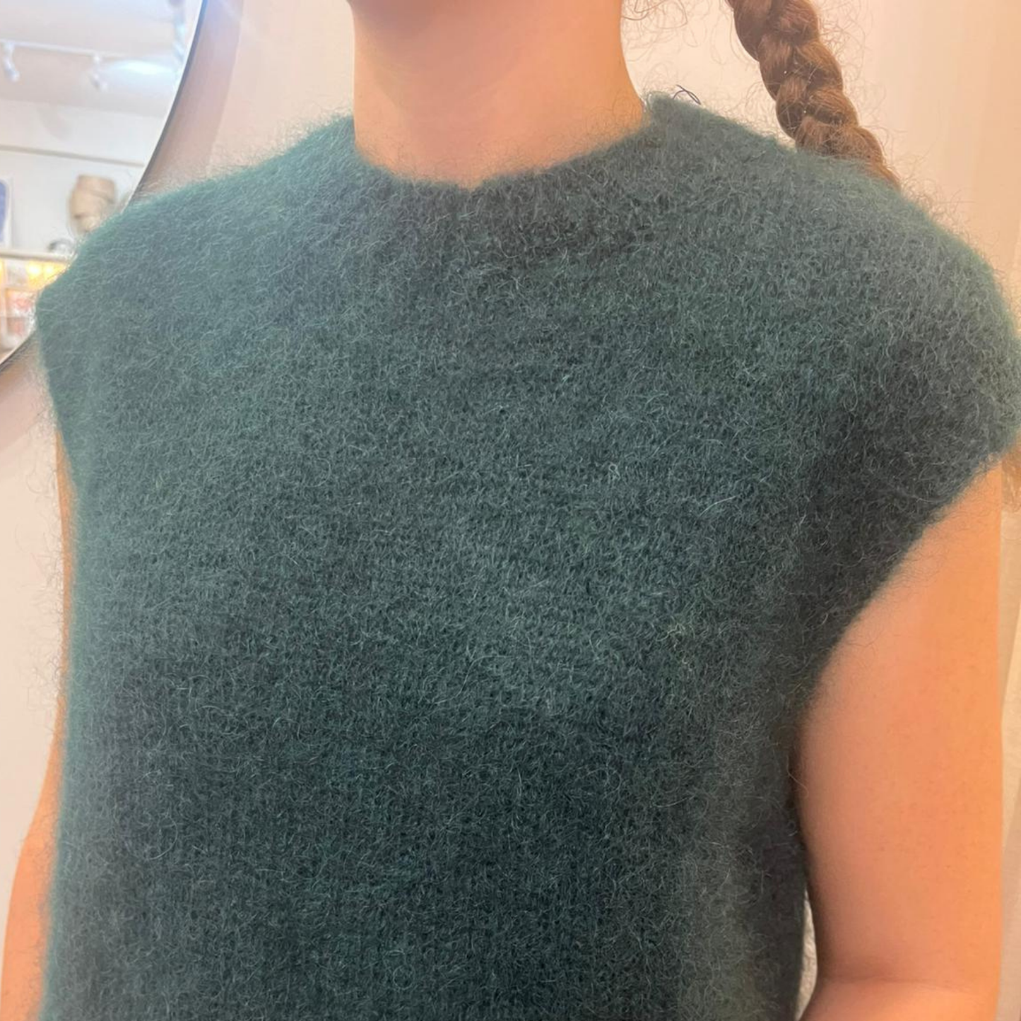 Monika Cropped Mohair Vest - Forest Green