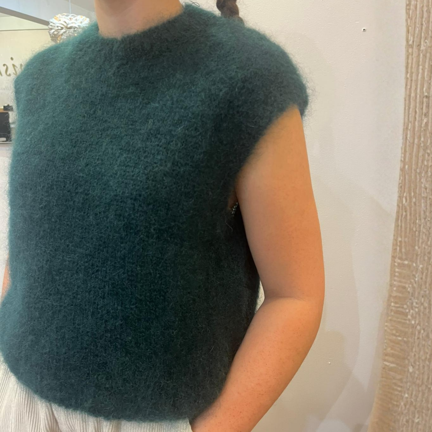 Monika Cropped Mohair Vest - Forest Green