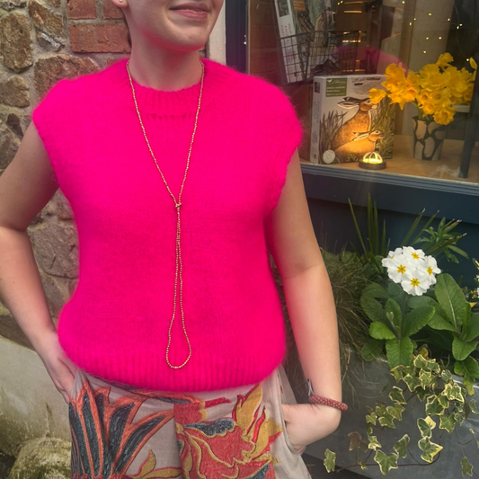 Monika Cropped Mohair Vest - Fuchsia Pink