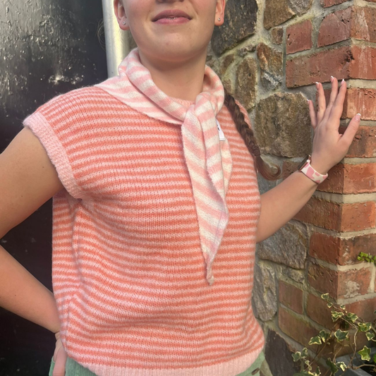 Mynte Striped Triangle Scarf - Light Pink