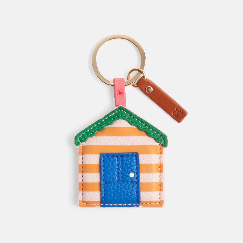 Caroline Gardner Keyring - Striped Beach Hut