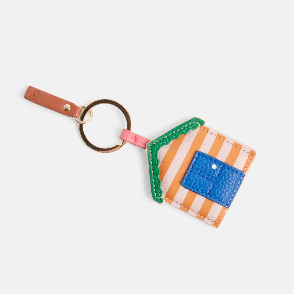 Caroline Gardner Keyring - Striped Beach Hut