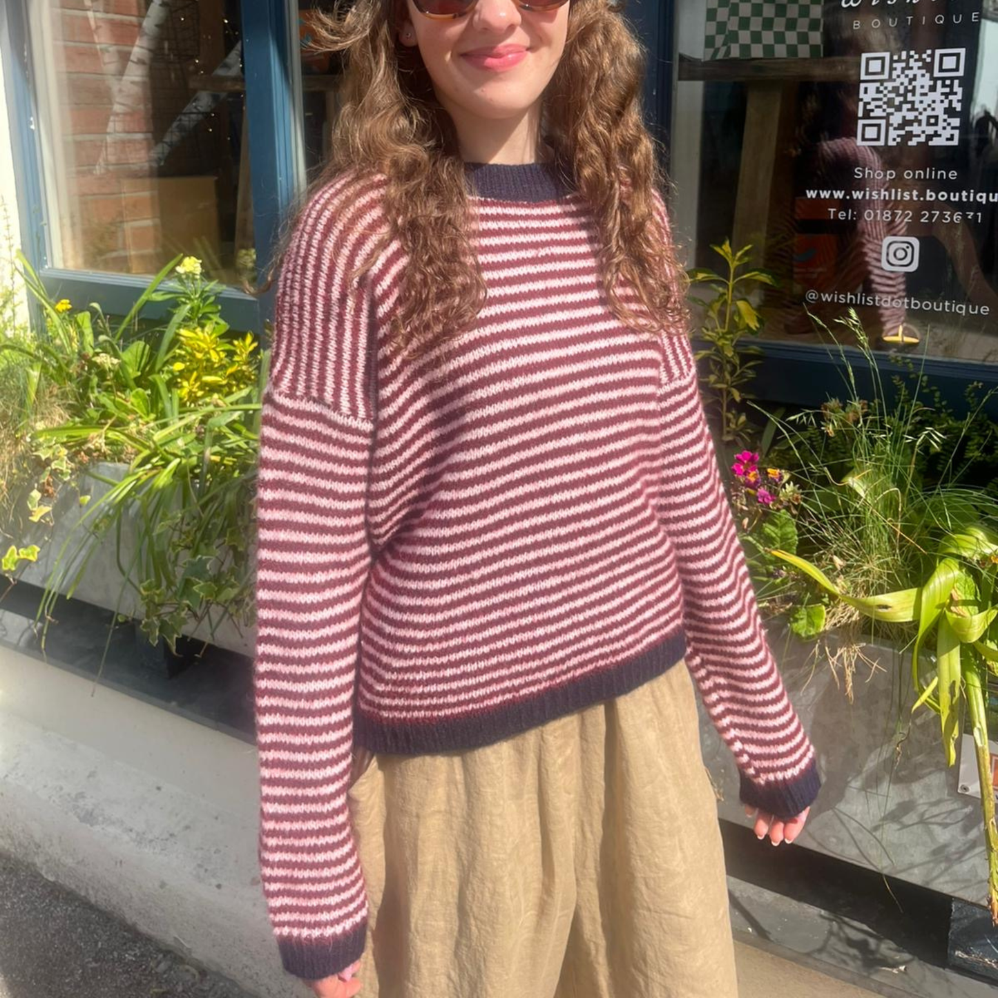 Nanna Striped Jumper - Burgundy