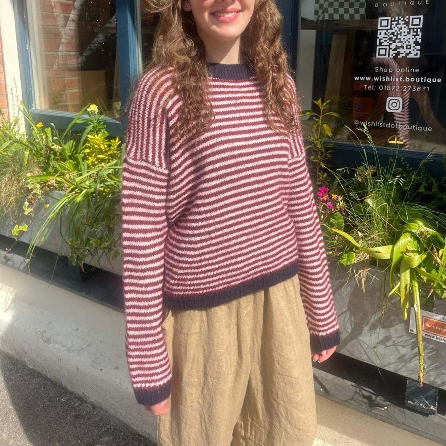 Nanna Striped Jumper - Burgundy