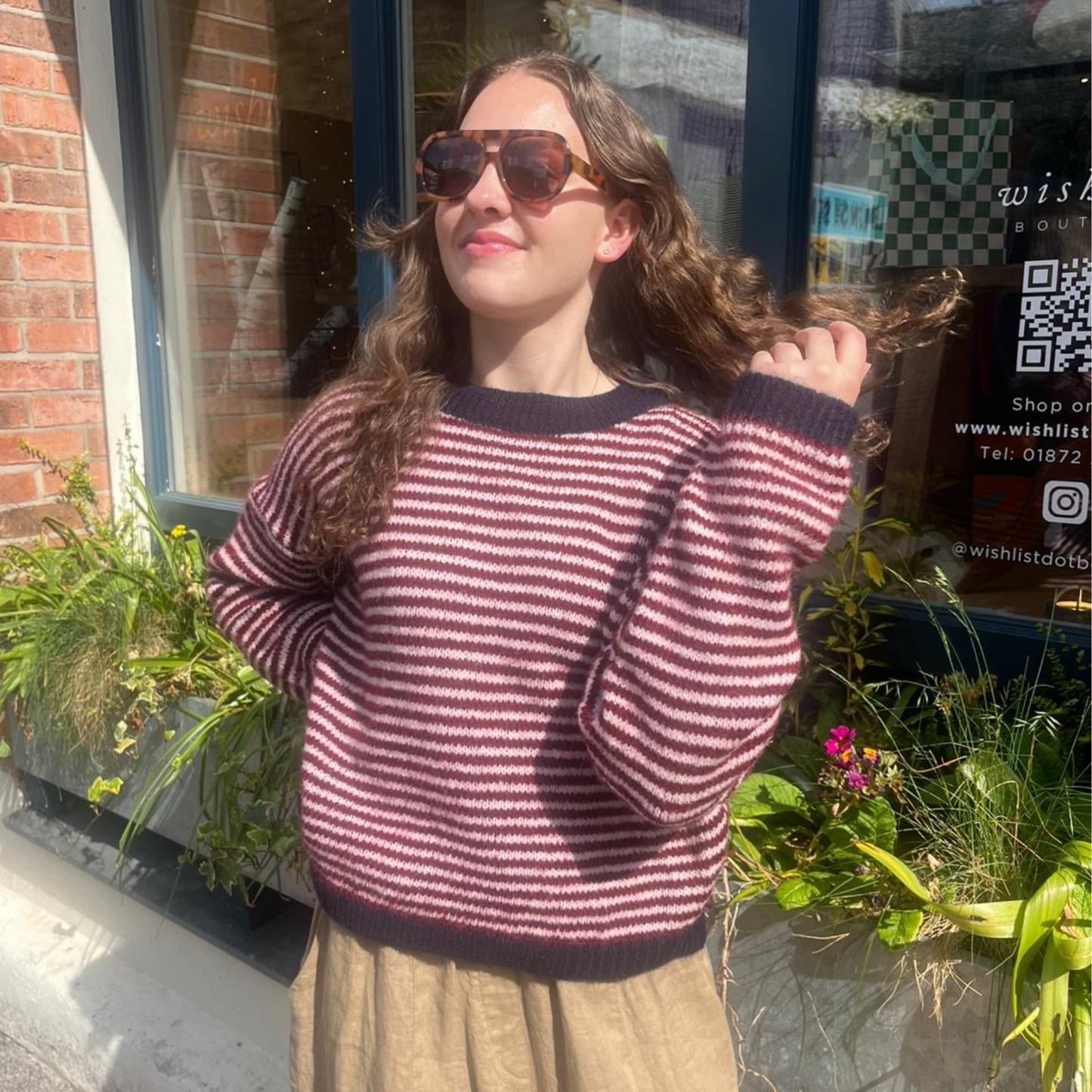 Nanna Striped Jumper - Burgundy