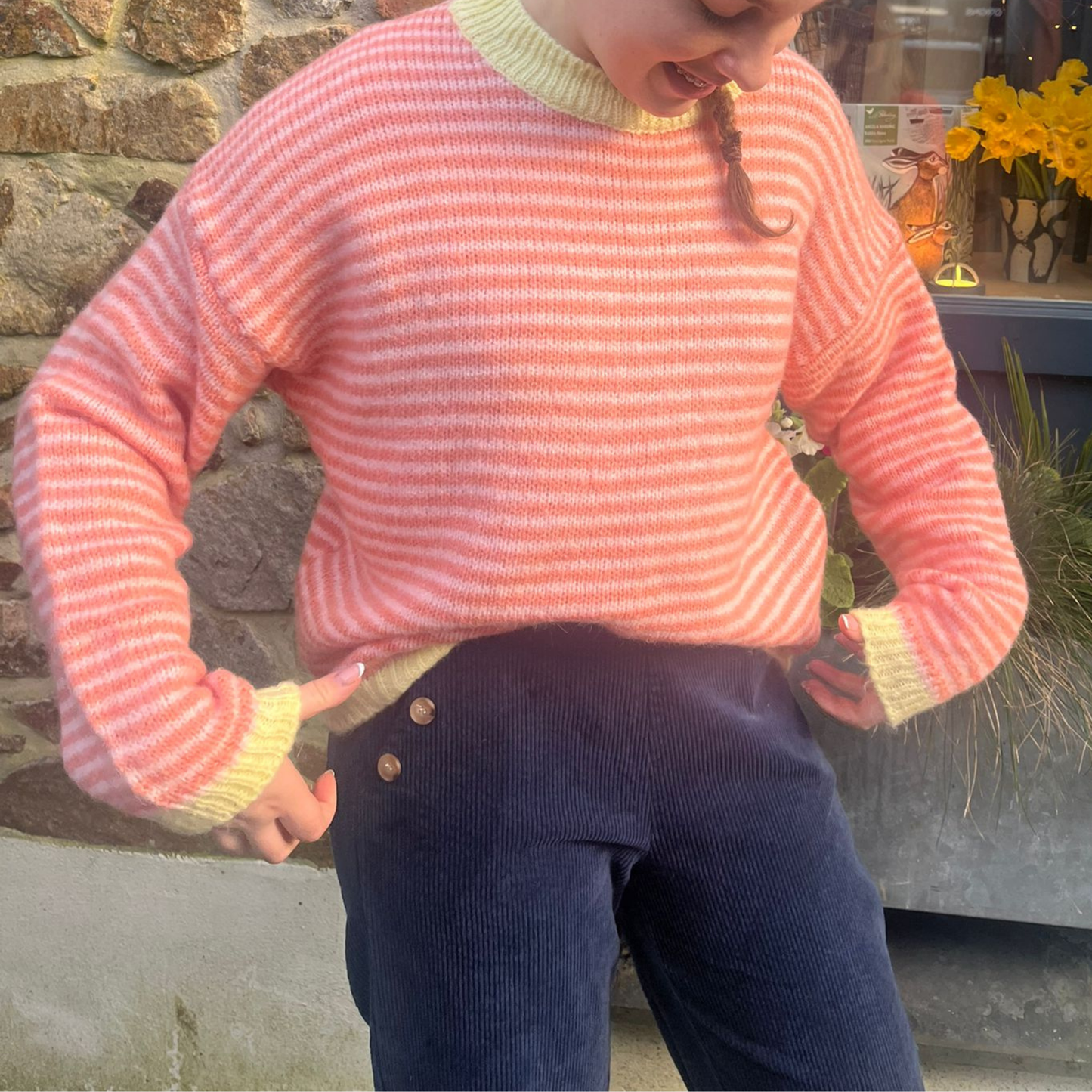 Nanna Striped Jumper - Peach & Pink