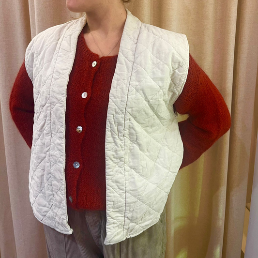 Needlecord Quilted Gilet Jacket - Beige