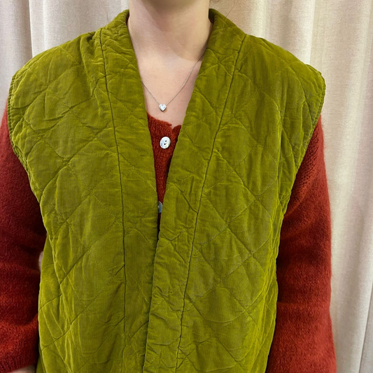 Needlecord Quilted Gilet Jacket - Olive Green